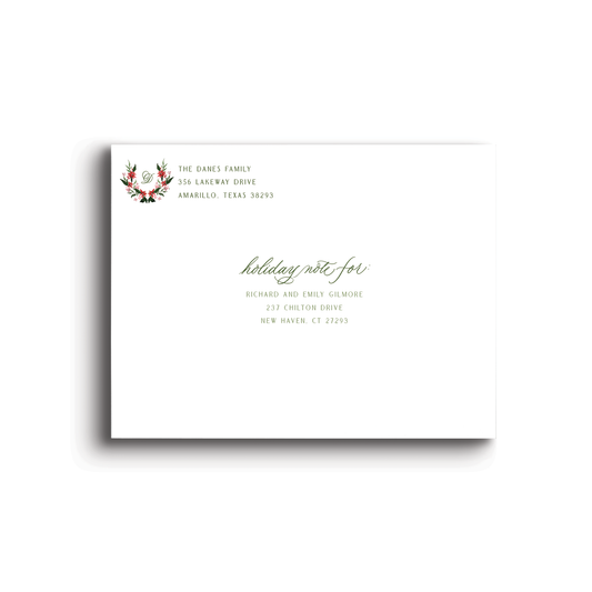 Christmas Poinsettia Printed Envelopes