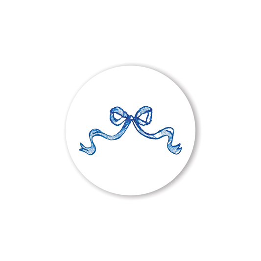 Blue and White Bow Sticker