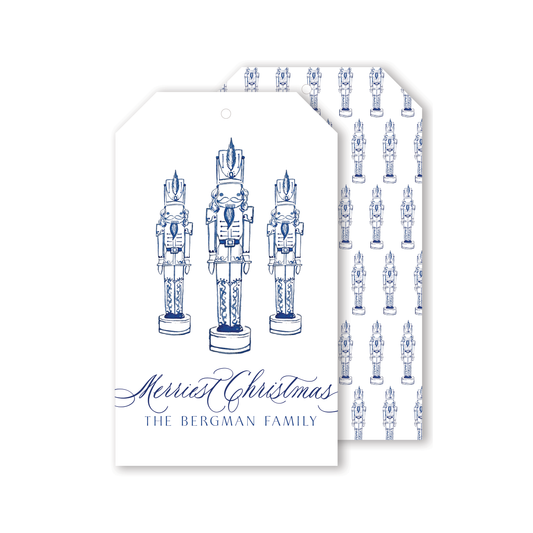 Blue and White Nutracker Gift Tag