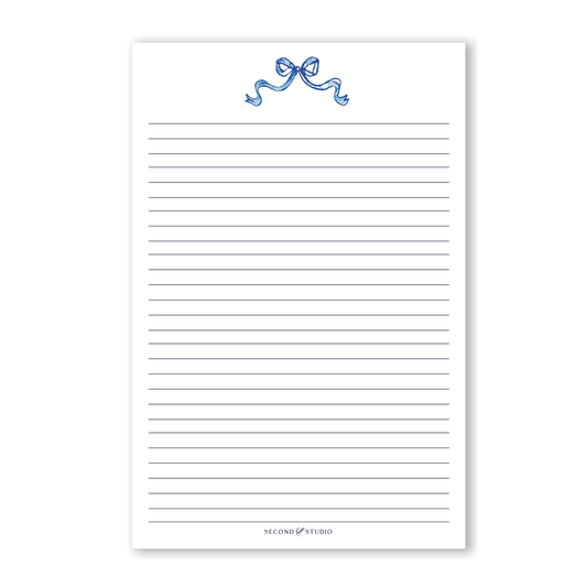 Blue and White Bow Notepad