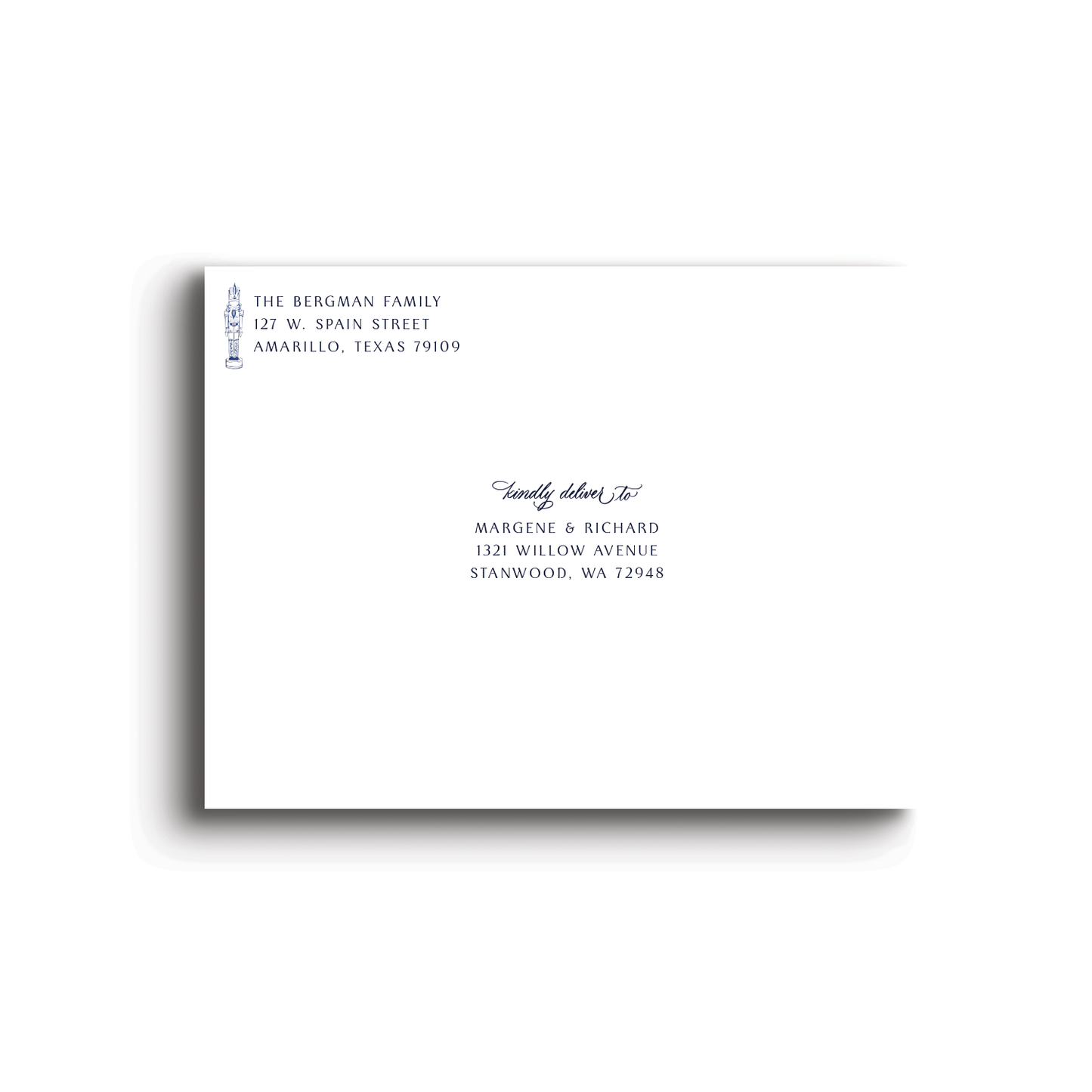Blue and White Nutcracker Printed Envelopes
